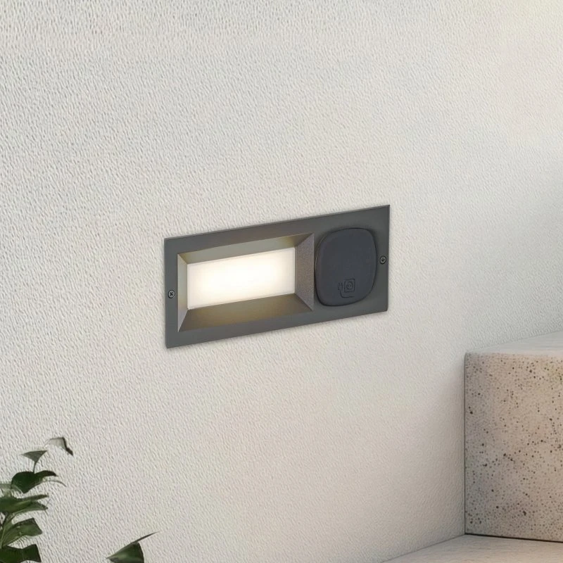 Lucande LED Wandlamp Lachlain Antraciet met Stopcontact