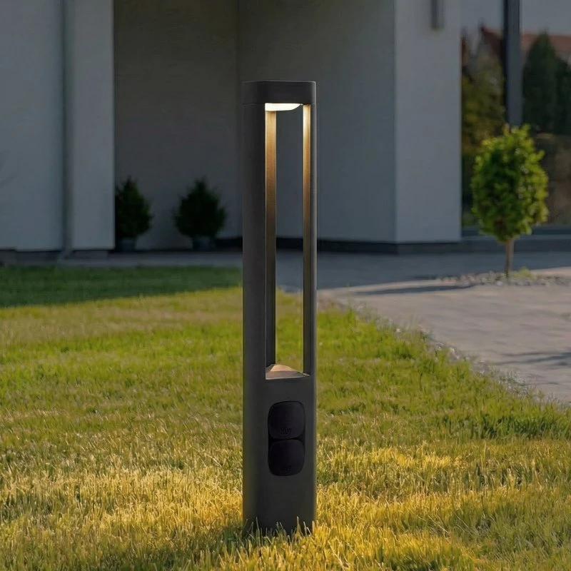 Lucande Pirron LED tuinpadverlichting - 80 cm - Antraciet - Met stopcontact