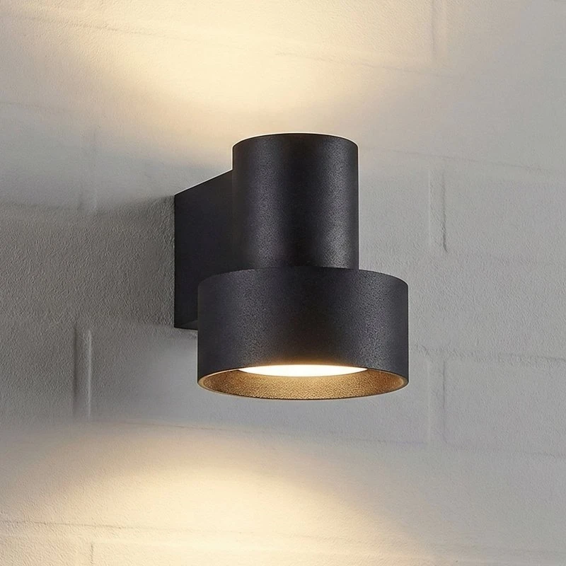 Lucande Elune LED buitenwandlamp, matzwart, up/down