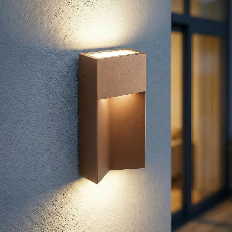 Lucande Kaholo LED buitenwandlamp, CCT, Bruin, IP44