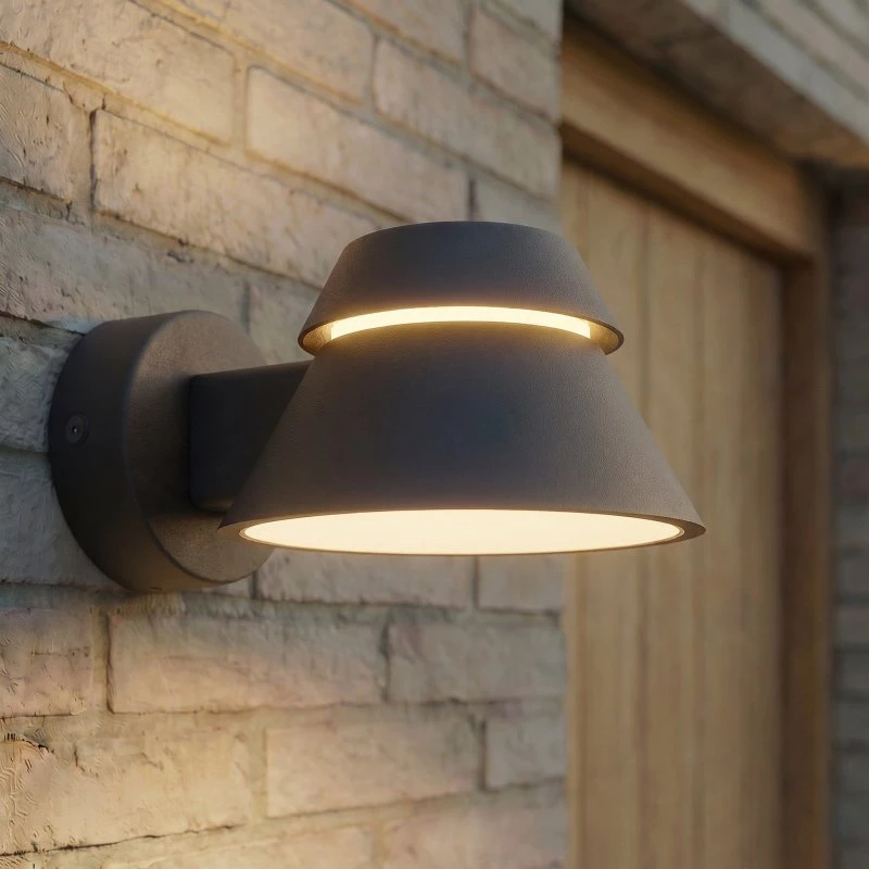 Lucande Moena LED buiten wandlamp - Zwart - IP44