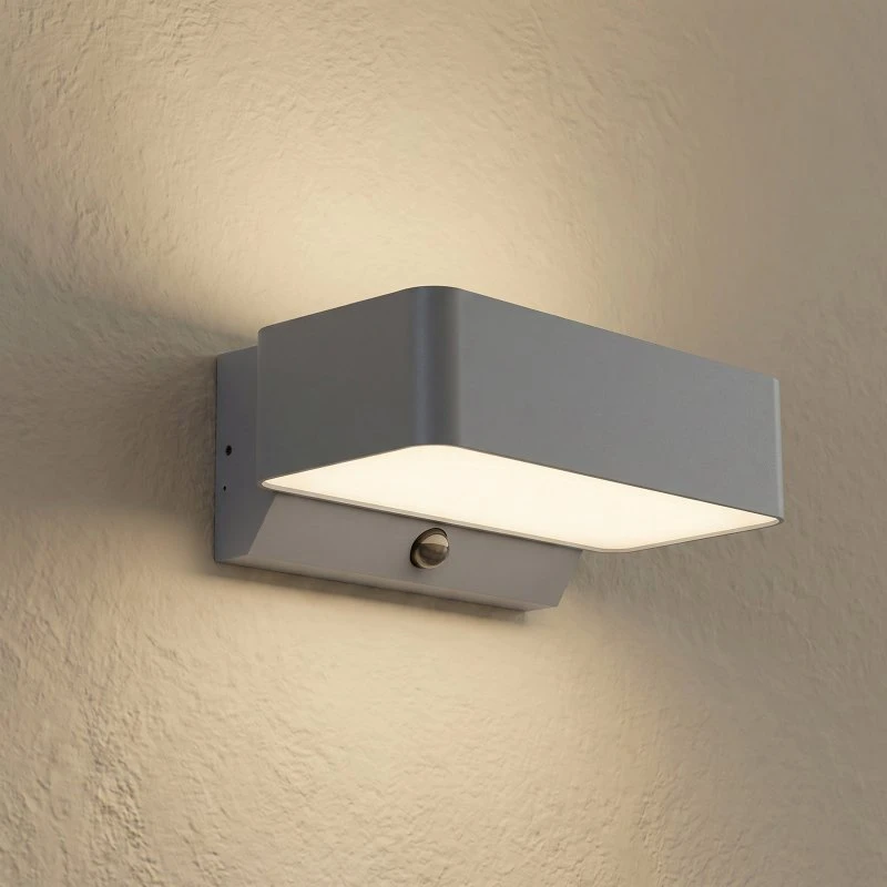 Lindby LED buiten wandlamp Fando, antraciet, sensor, IP44