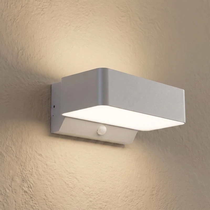 Lindby Fando LED Buitenwandlamp - Mat Zilver - Met Sensor - IP44