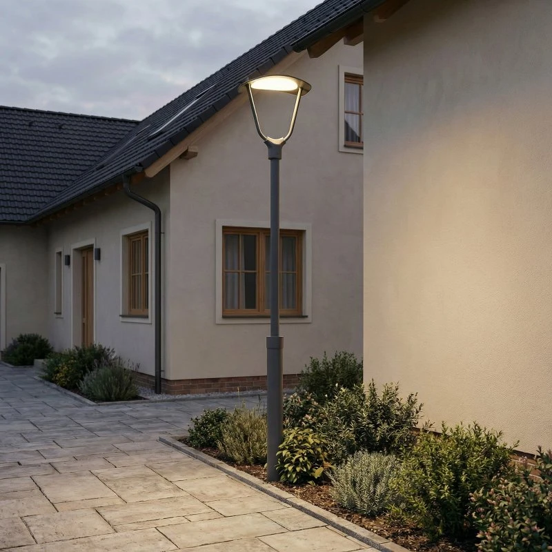 Lucande LED buitenlamp Tarasu, grijs, 250 cm, aluminium, IP65