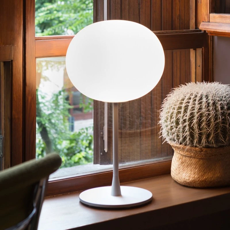Flos Glo-Ball T1 tafellamp - Zilver - Opaalglas