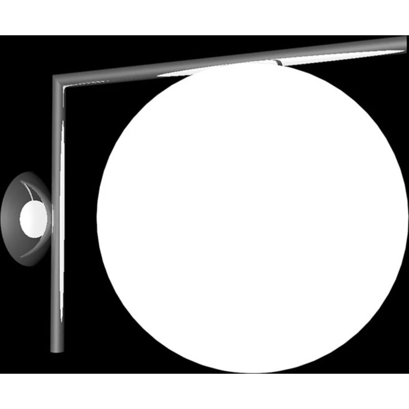 Flos IC C/W2 Wandlamp - Mat Zwart - Opaal Glas