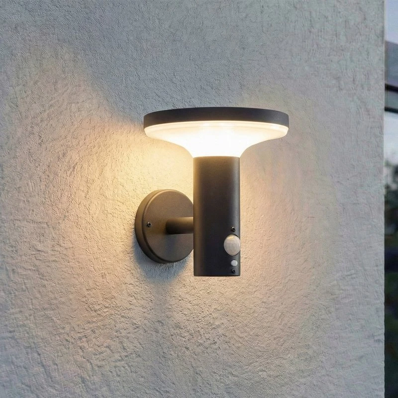 PRIOS Kalen LED-wandlamp op zonne-energie, zwart, 17 cm