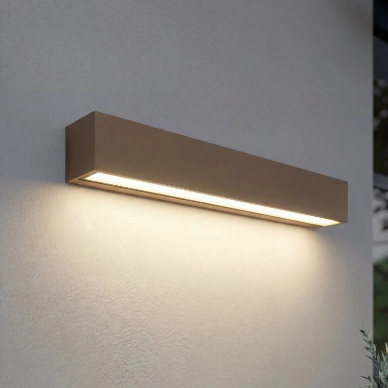 Lucande Lengo LED Buitenwandlamp, 50 cm, Bruin, 3000K