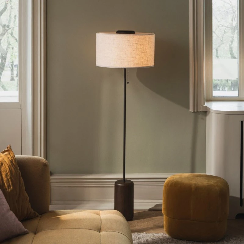 Globen Lighting vloerlamp Bosco, eikenhout/linnen, 144 cm