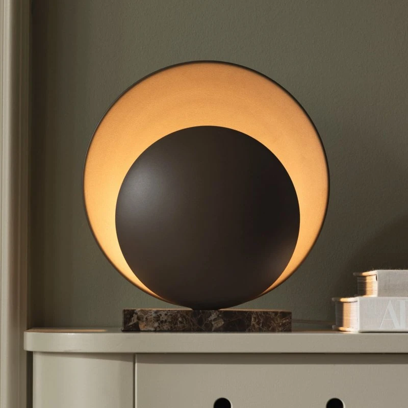 Globen Lighting Orbit tafellamp - Bruin Marmer & Metaal - 32 cm