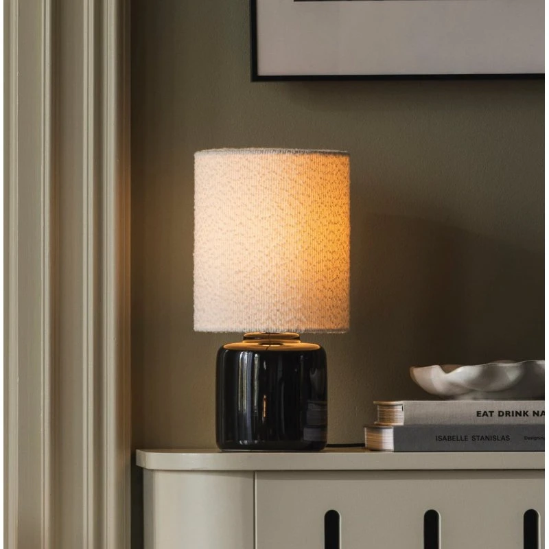Globen Lighting tafellamp Florian wit/zwart bouclé 39 cm