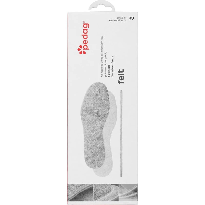 Pedag Felt Inlegzool Grijs Maat 42