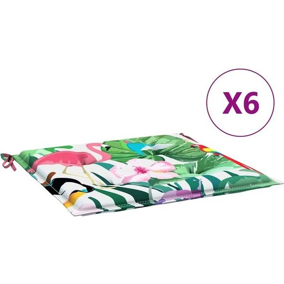 vidaXL Tuinstoelkussens 6 st 40x40x4 cm meerkleurig groen/roze