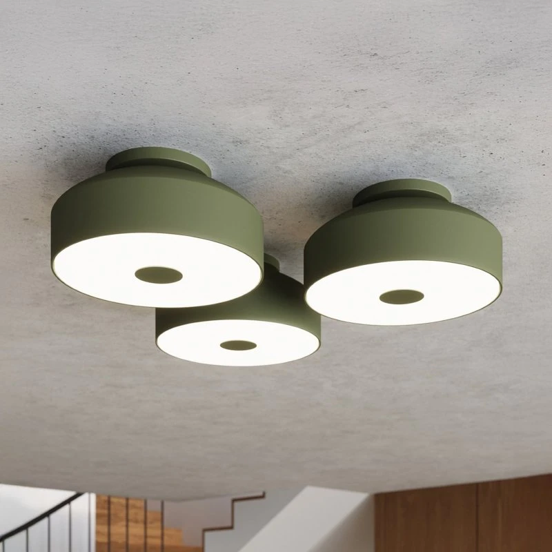 SOLLUX LIGHTING CLARO Plafondlamp, Olijfgroen, Ø 30 cm, 4x E27