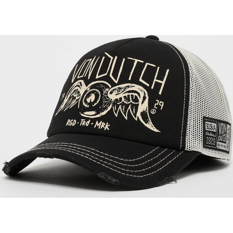 Von Dutch Flying Eye Black/Stone Trucker Snapback Cap
