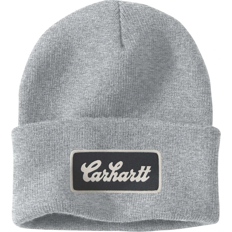 Carhartt Heren Beanie Cuffed Script Patch Heather Gray