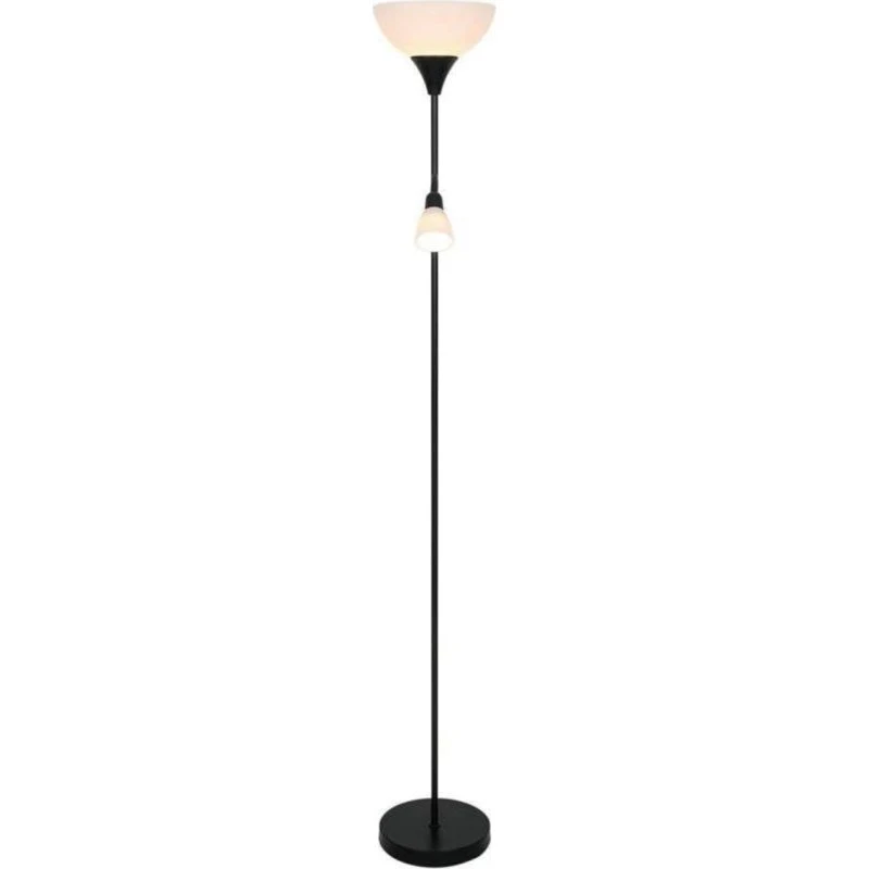 Nordlux Lauria Vloerlamp Zwart - Opaalwitte Kap & Flexibele Leeslamp