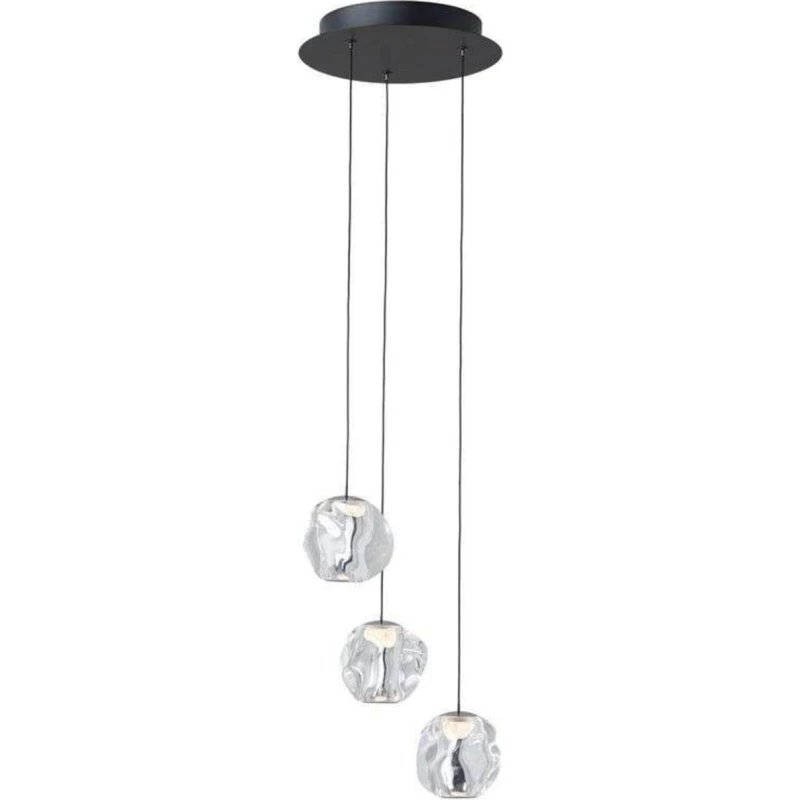 Loom Design Ice Ball 3 Hanglamp - Mat Zwart/Chroom