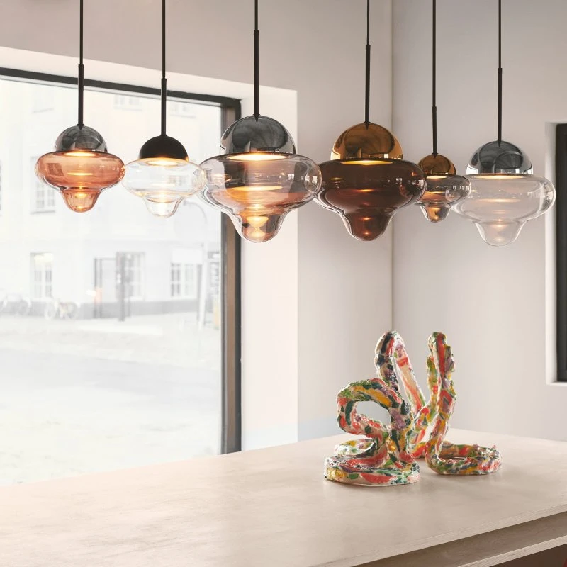 DESIGN BY US Nutty Hanglamp - Bruin/Chroom - Mondgeblazen Glas