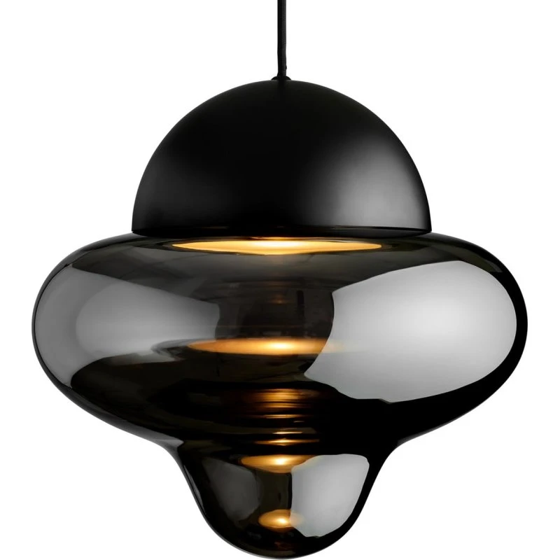 DESIGN BY US Nutty XL hanglamp - Rook/Zwart - Mondgeblazen Glas