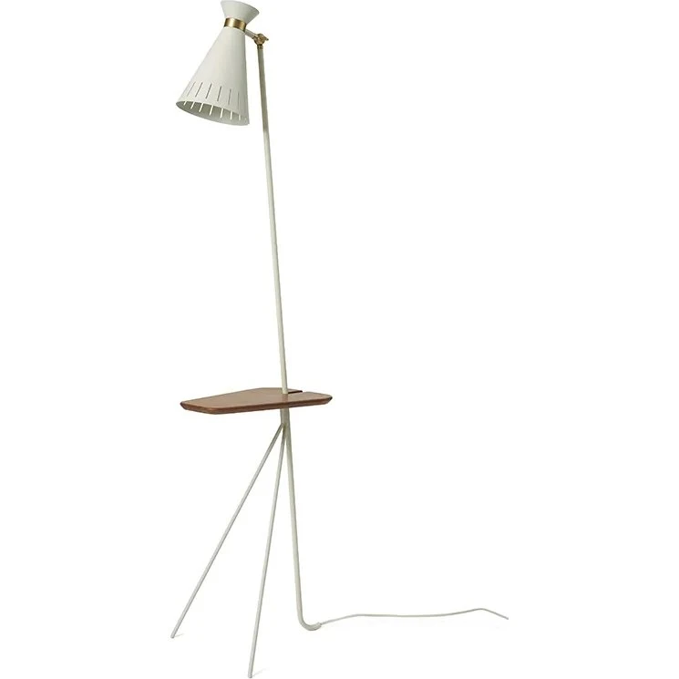 Warm Nordic Cone Vloerlamp met Teak Tafeltje - Warm White
