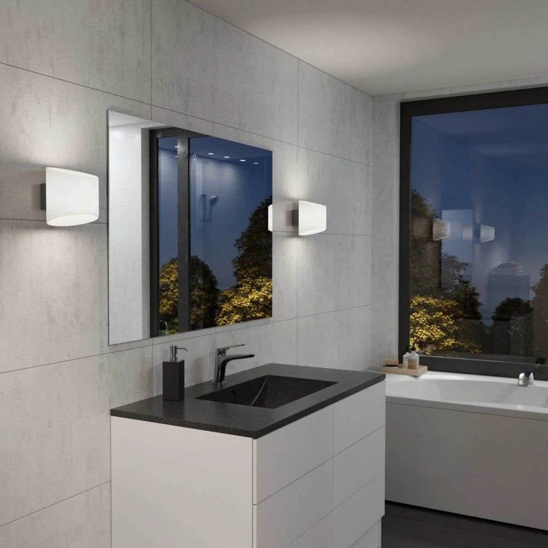 Herstal Evoke Wandlamp Ovaal - Antraciet/Opaal - IP44