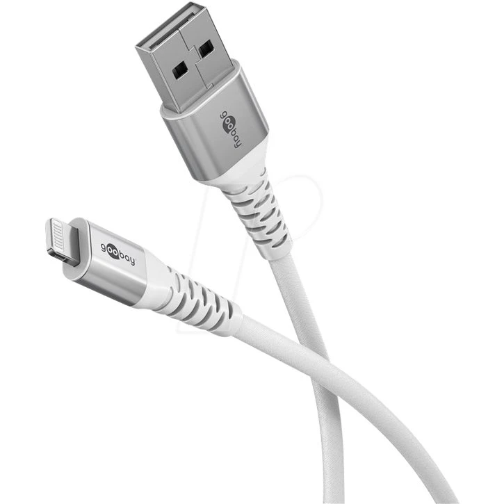 GOOBAY Lightning USB-A Textielkabel 1 m, wit
