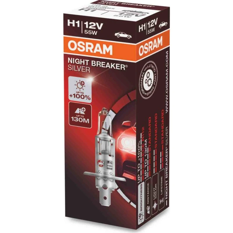 Osram H1 12V 55W Night Breaker Silver Halogeenlamp