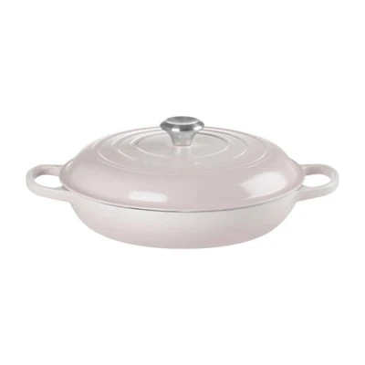Le Creuset Braadpan 30 cm Pink Gourmet Signature laag