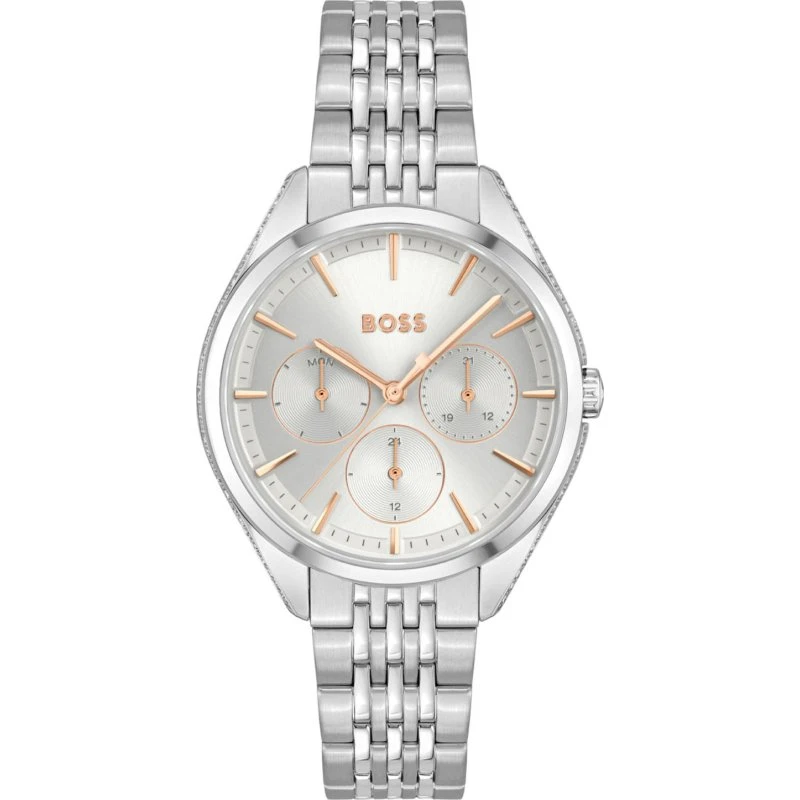 Hugo Boss Saya HB1502640 Dameshorloge Zilver Roségoud