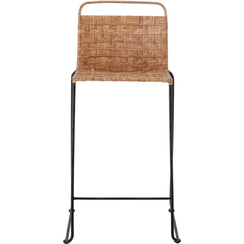 Bloomingville Gunnel Barstoel Rotan Natur, Zwart Staal