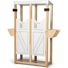 byASTRUP® Dubbele Houten Stal voor Stokpaardjes - Naturel