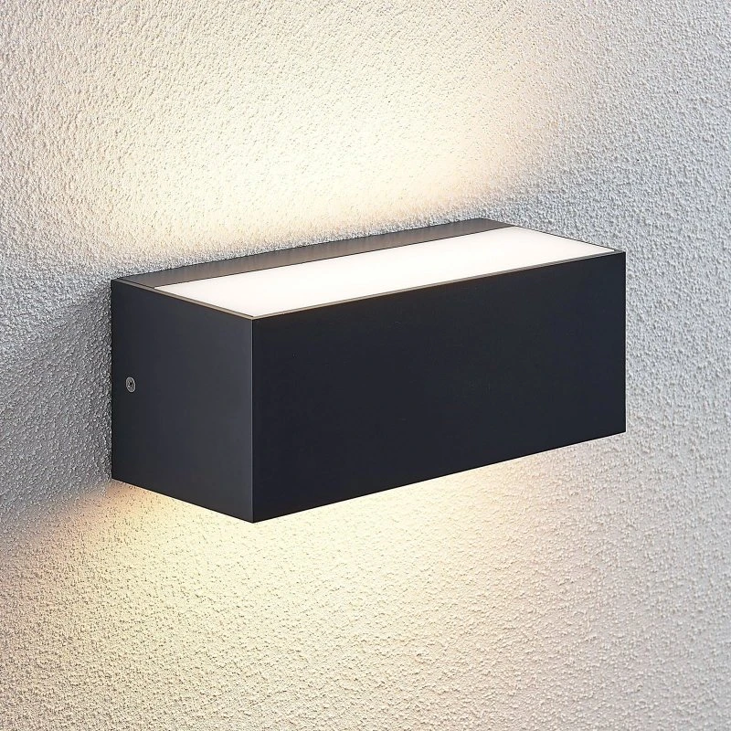 Lindby Nienke LED Buitenwandlamp IP65 - Donkergrijs - 23 cm