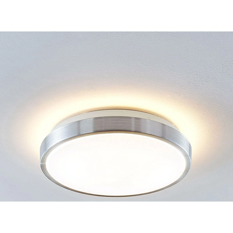 Lindby LED plafondlamp Emelie, Ø 27 cm, aluminium/wit