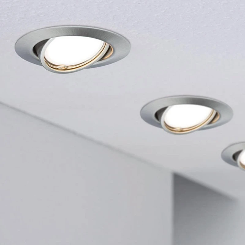 Paulmann Base Inbouwspots Set van 10 - Metaal - Grijs