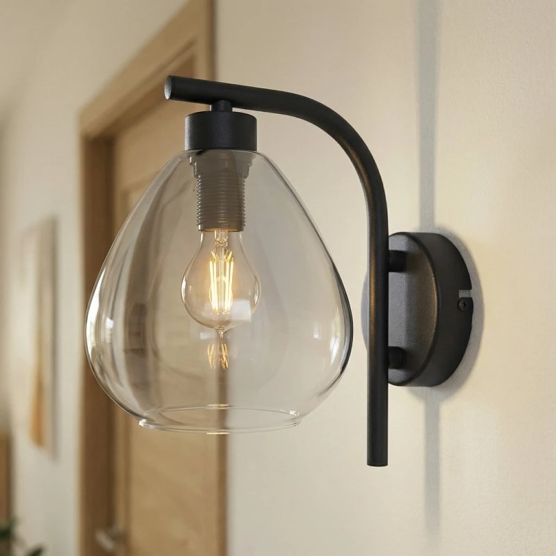 Lindby Pendura Wandlamp Ø15 Zwart/Rookgrijs