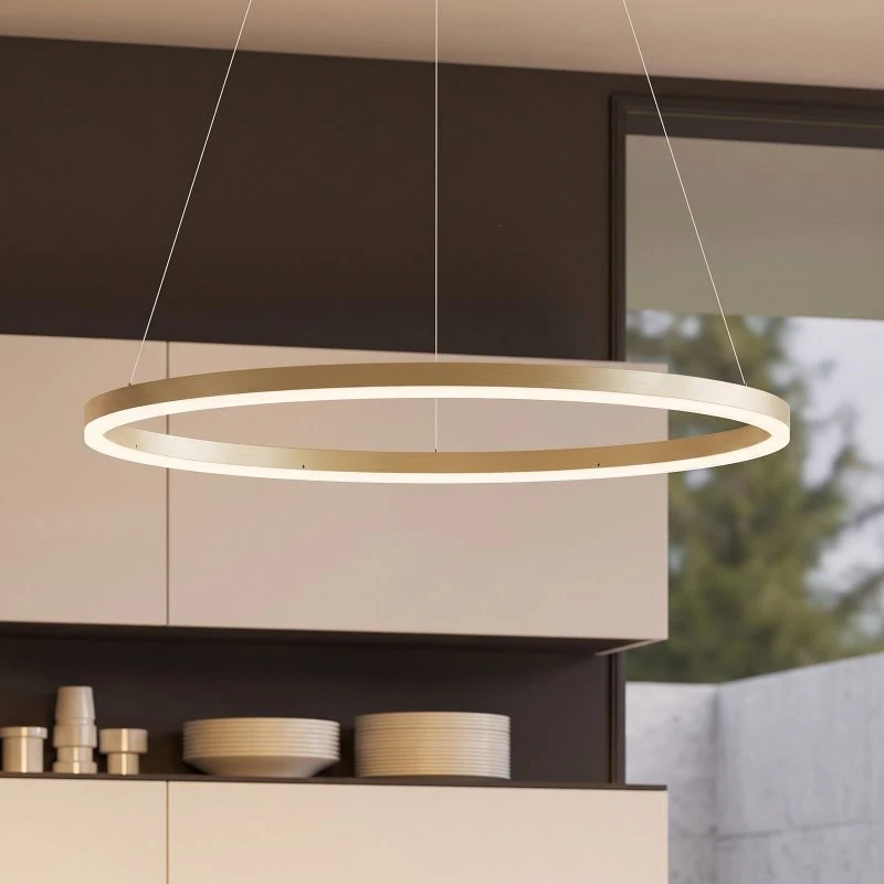 Arcchio LED hanglamp Albiona, beige, 1 ring, Ø 80 cm