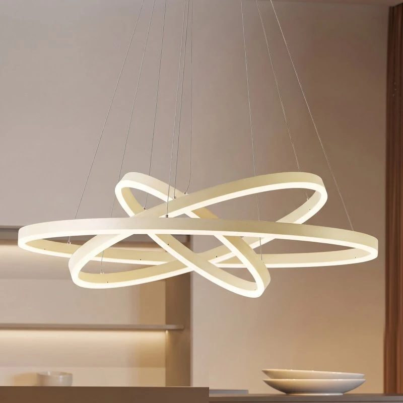 Arcchio Albiona LED hanglamp, beige, 3 ringen, Ø 80 cm