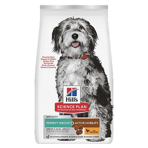 Hill's Science Plan Perfect Weight & Active Mobility Medium Breed Adult Hondenvoer met Kip 12kg