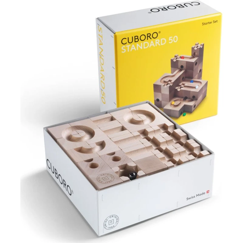 Cuboro Standard 50 Knikkerbaan – 50-delige Bouwset uit Zwitsers Beukenhout