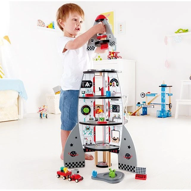 Hape Ruimteschip Raket 4 etages, houten educatief speelgoed