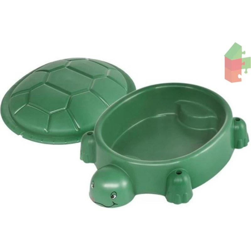 Paradiso Schildpad Zandbak Groen met Deksel, 115 x 83 x 35 cm