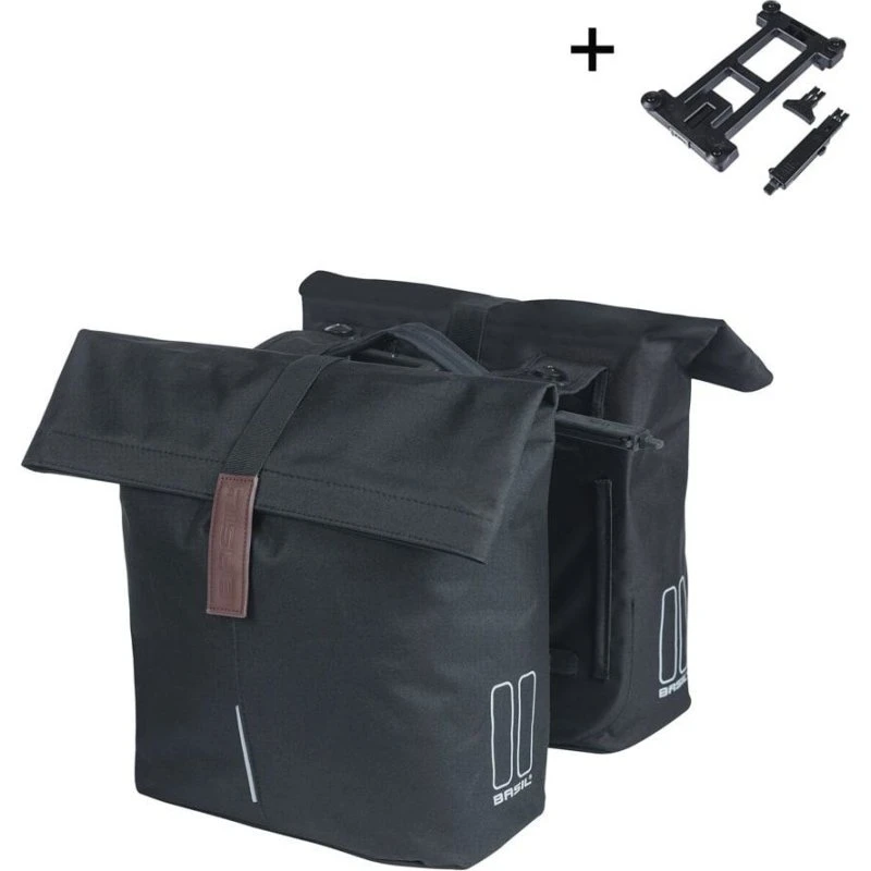 Basil City Dubbele Fietstas MIK 32L zwart