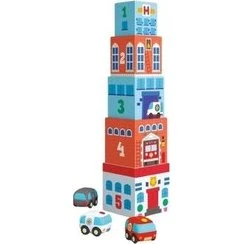 Djeco TopaniCar Kartonnen Blokken met 3 Voertuigen