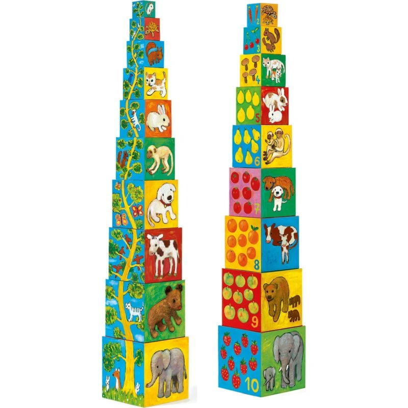 Djeco Mijn Vrienden Stapelblokken - 10 Kartonnen Blokken