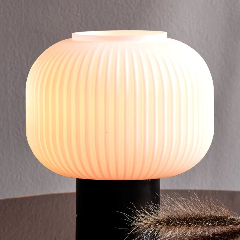 Nordlux Milford Tafellamp - Zwart - Opaalglas