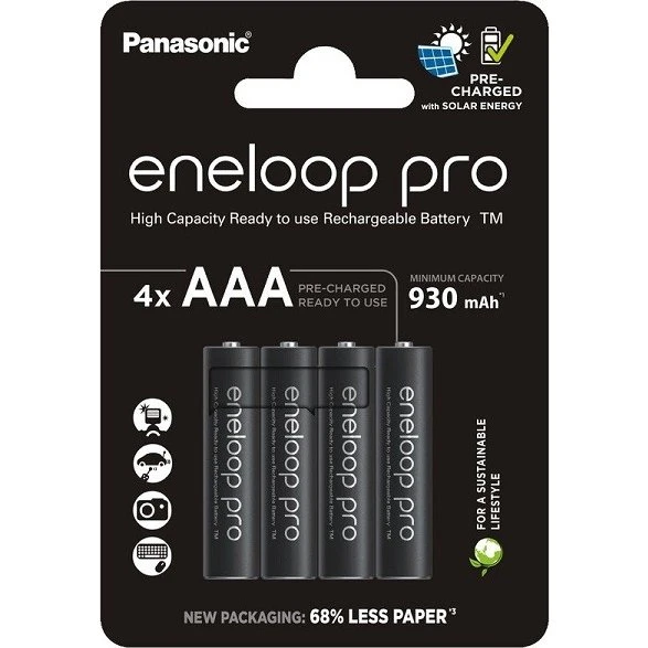 Panasonic Eneloop Pro AAA 930 mAh, 4-pack, Black