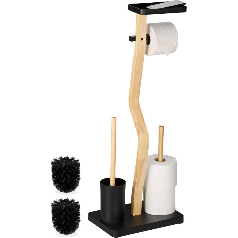 Bamboe & IJzer Toiletrolhouder met Reserverolhouder