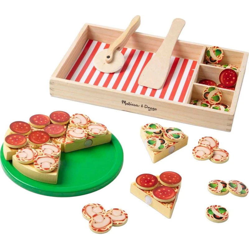 PepperPlay™ Houten Pizza Snijset 54-delig met Klittenband