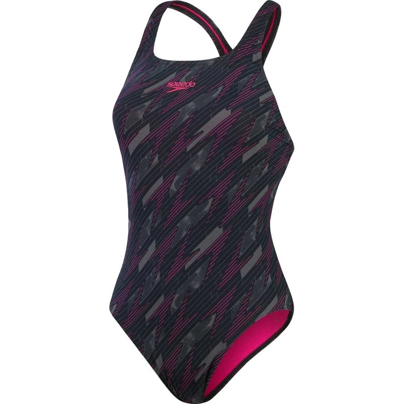 Speedo Dames HyperBoom Allover Medalist Zwempak Zwart/Roze